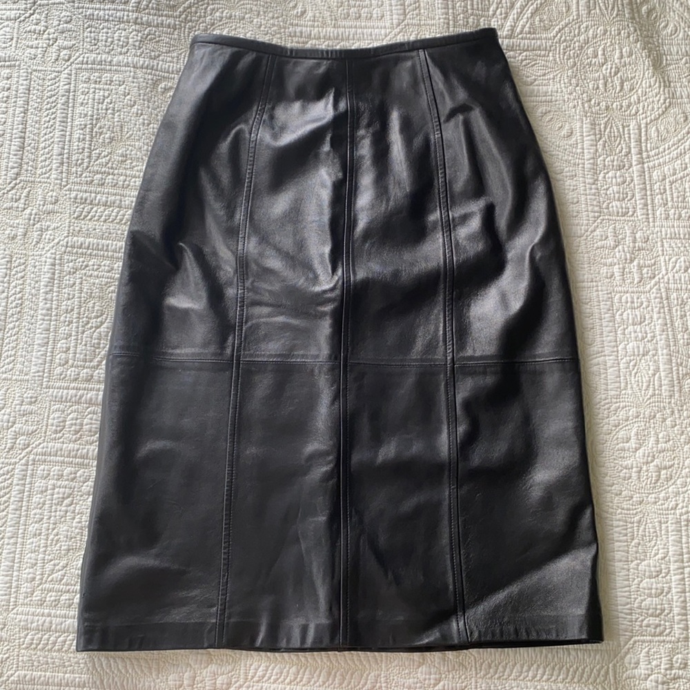 Liz Claiborne Collection Black Leather Skirt